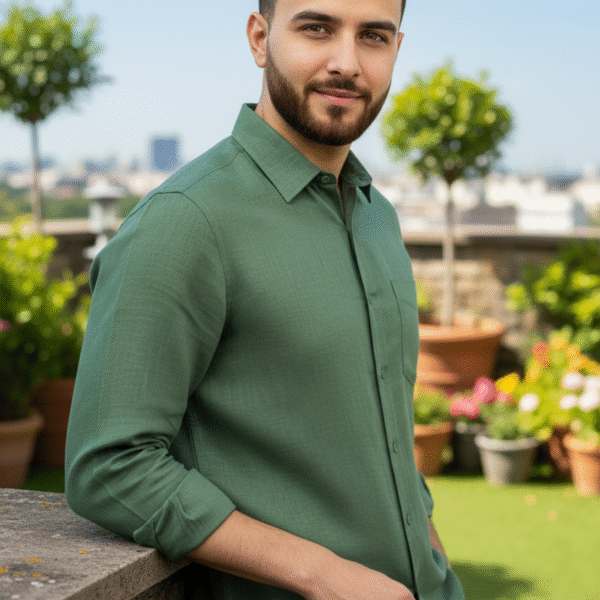 pure linen green shirt