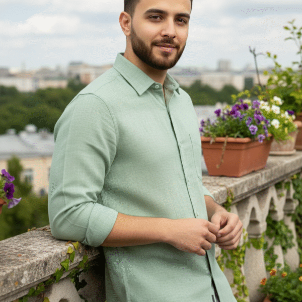 pure linen green shirt