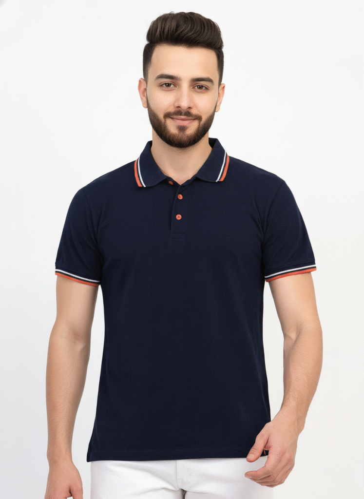 navy blue polo tshirt for men psi premium photoshoot
