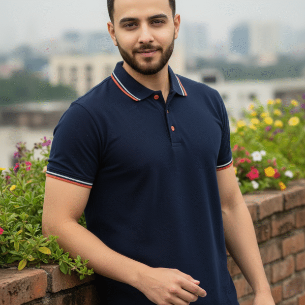 navy blue polo tshirt for men psi premium photoshoot
