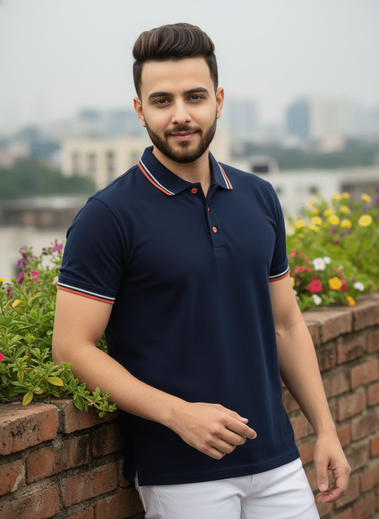 navy blue polo tshirt for men psi premium photoshoot