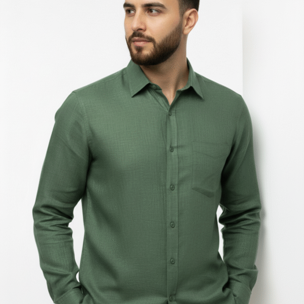 pure linen green shirt