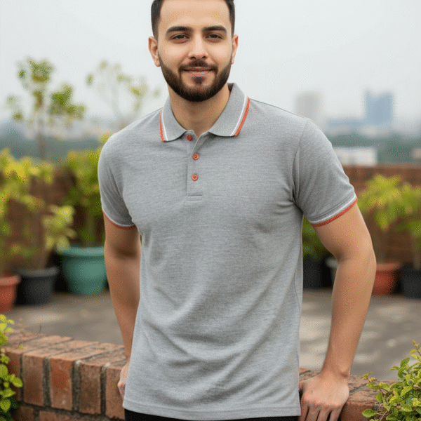 light grey polo tshirt for men psi premium photoshoot