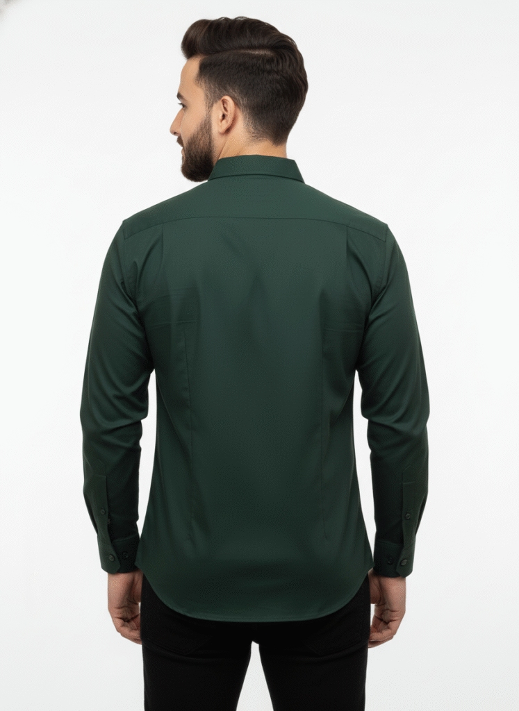 Dark Green Pure Cotton Shirt for Men