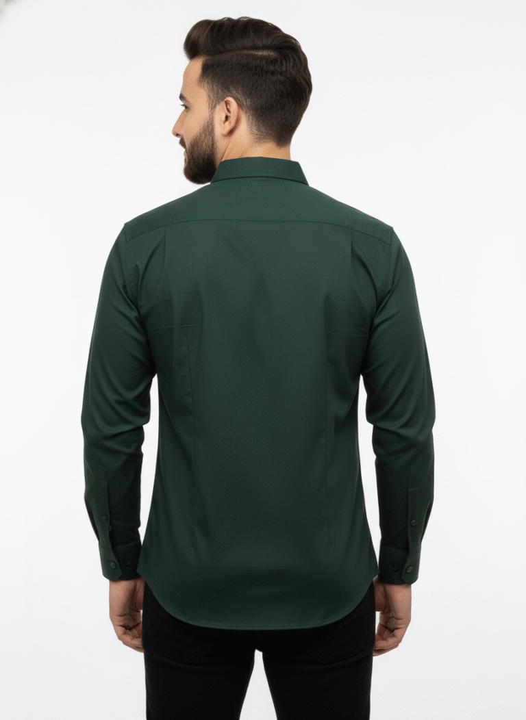 Dark Green Pure Cotton Shirt for Men