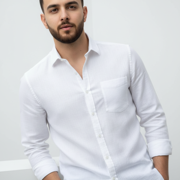 Pure Linen White Shirt For Men